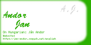 andor jan business card